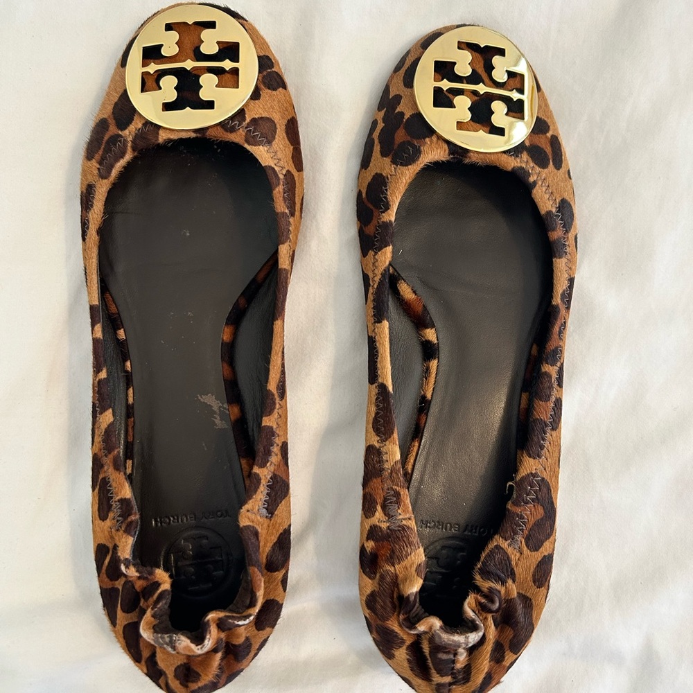 Tory Burch mini travel ballet leopard flats